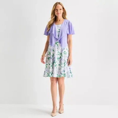 Perceptions Womens Floral Jacket Dress In Purple