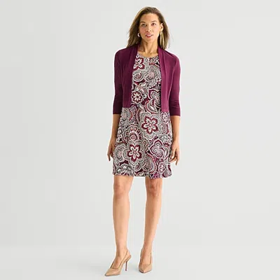 Perceptions Womens Floral Jacket Dress In Red