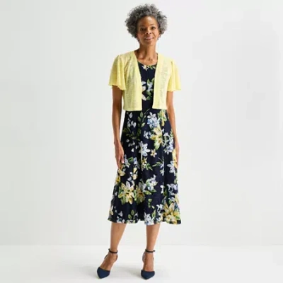 Perceptions Womens Floral Midi Jacket Dress In Multi