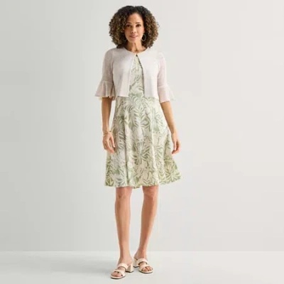 Perceptions Womens Leaf Jacket Dress In White