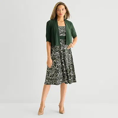 Perceptions Womens Paisley Jacket Dress In Green