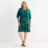 Perceptions Womens Plus Abstract Jacket Dress In Green