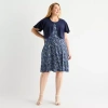 Perceptions Womens Plus Floral Jacket Dress In Blue