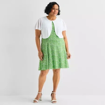 Perceptions Womens Plus Floral Jacket Dress In Multi