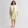 Perceptions Womens Plus Leaf Jacket Dress In Multi