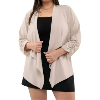 Perch 3/4 Rouched Sleeve Blazer - Plus In Khaki In Green