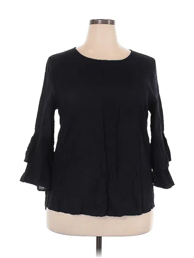 Pre-owned Perch By Blu Pepper 3/4 Sleeve Blouse In Black