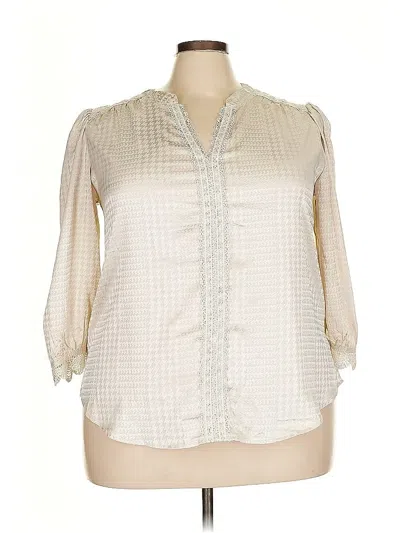 Pre-owned Perch By Blu Pepper 3/4 Sleeve Blouse In White