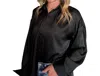 Perch Satin Button Up Top In Black In Black