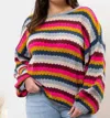 Perch Stripe Sweater - Plus In Fuchsia Multi Stripe In Multi