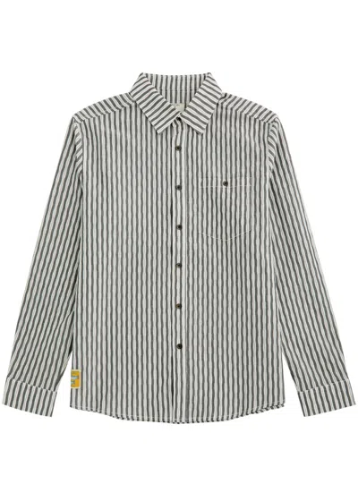 Percival Aegean Pearce Striped Cotton Shirt In Black