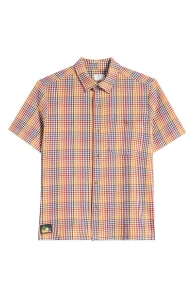 Percival Agora Clerk Plaid Button-up Shirt In Orange Multi Check