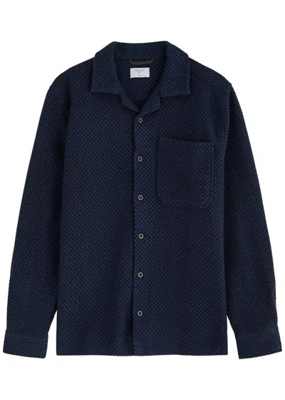 Percival Ashdown Patterned-intarsia Woven Shirt In Navy