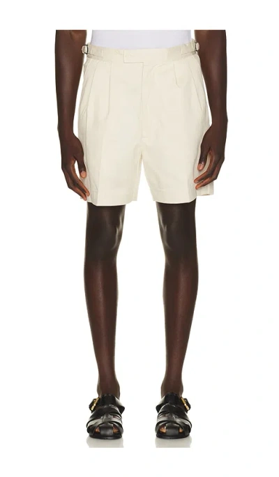 Percival Blake Double Pleated Shorts In Ecru