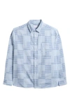 Percival Block Patch Pearce Stripe Cotton Button-up Shirt In Blue