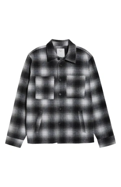 Percival Check Wool Blend Flannel Overshirt In Black
