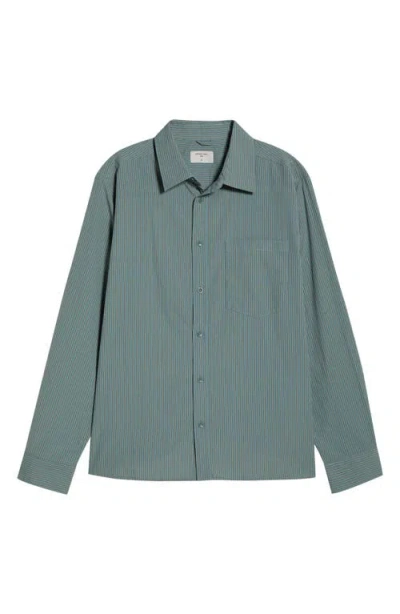 Percival Clancy Stripe Cotton Button-up Shirt In Green