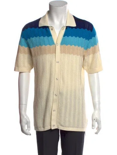 Pre-owned Percival Colorblock Pattern Short Sleeve Shirt In Neutral