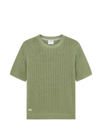 Percival Crochet-knit Short-sleeve Sweater In Green