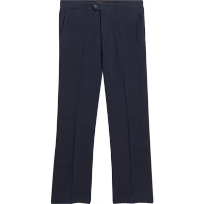 Percival Flat Front Linen Chinos In Blue