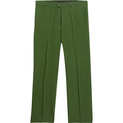 Percival Flat Front Linen Chinos In Green