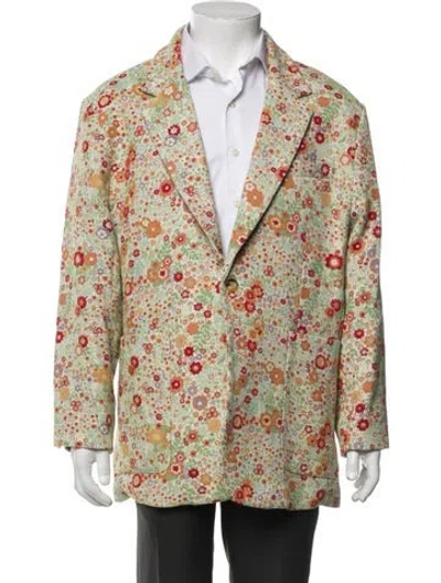 Pre-owned Percival Floral Print Blazer In Green