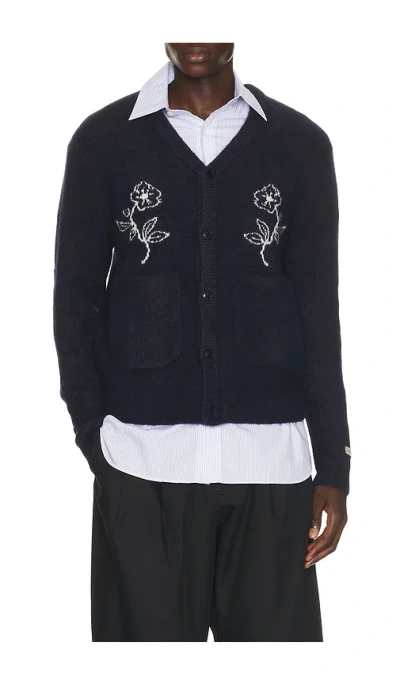 Percival Gibson Jacquard Cardigan In Blue