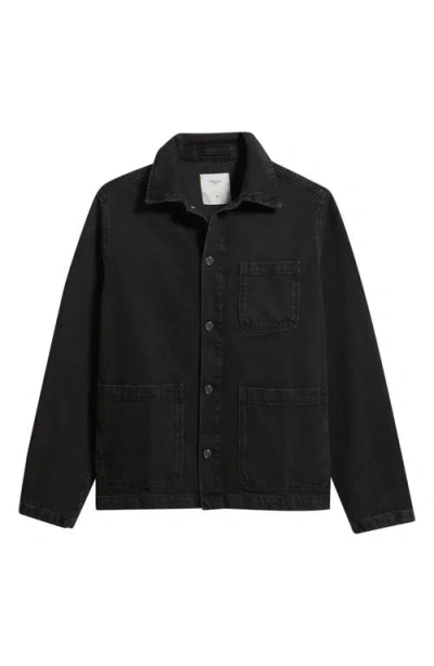 Percival Gove Cotton Denim Chore Coat In Black