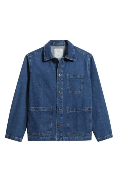 Percival Gove Cotton Denim Chore Coat In Blue