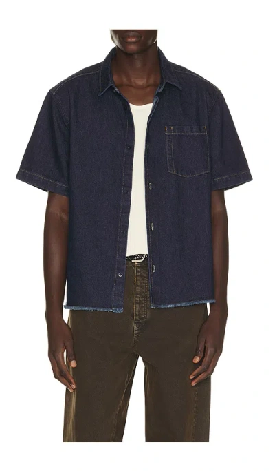 Percival Harley Denim Cropped Boxy Shirt In Purple