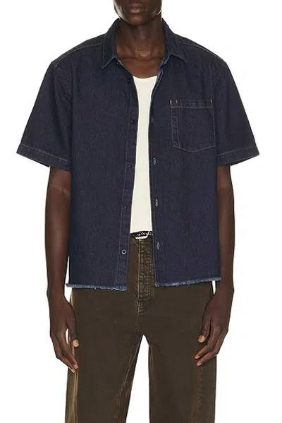 Percival Harley Denim Cropped Boxy Shirt In Purple