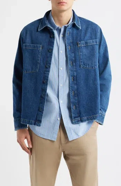 Percival Heavyweight Denim Overshirt In Blue