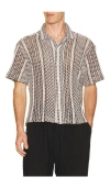 Percival Hugh Openwork Stripe Camp Shirt In Multi