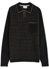 Percival Kihara Organic Cotton Jacquard Polo Sweater In Black