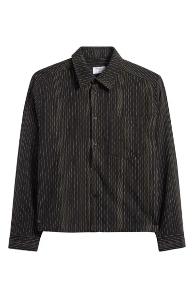 Percival Leland Stripe Boxy Button-up Shirt In Brown