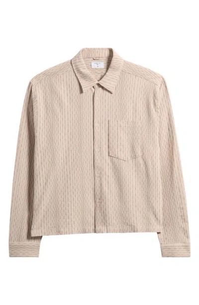 Percival Leland Stripe Boxy Button-up Shirt In Neutral