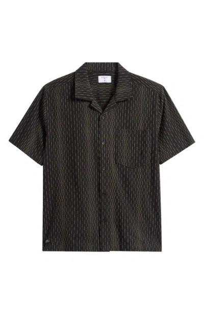 Percival Leland Stripe Camp Shirt In Black