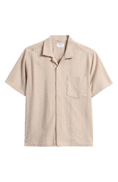 Percival Leland Stripe Camp Shirt In Brown