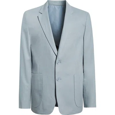 Percival Light Blue Tailored Cotton & Linen Suit Jacket