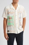 PERCIVAL MEAL DEAL EMBROIDERED SHORT SLEEVE LINEN GRAPHIC CAMP SHIRT