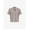 Percival Hugh Openwork Stripe Camp Shirt In Multi