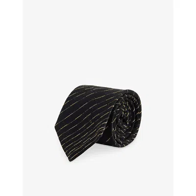 Percival Mens Black Leland Striped Cotton Tie