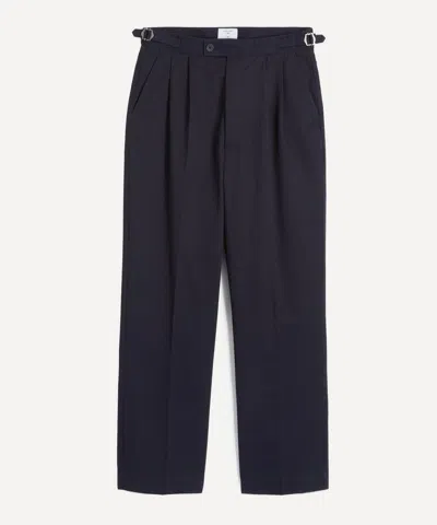 Percival Mens Blake Double Pleated Tailored Trousers In Navy Blue
