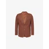 Percival Mens Brown Tailored Single-breasted Linen And Cotton-blend Blazer