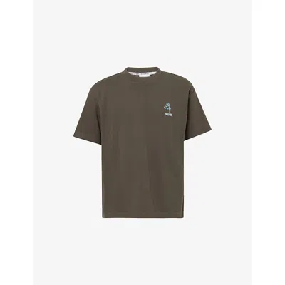 Percival Mens Charcoal Otto Oversized Cotton-jersey T-shirt In Green