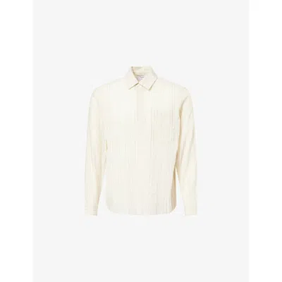 Percival Mens Cream Lorenzo Pearce Striped Woven Shirt Xxl In Neutral