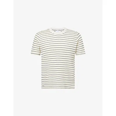 Percival Mens Cream Stripe Ernie Waffle Cotton-jersey T-shirt In White