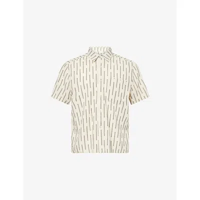 Percival Mens Ecru Nancy Boxy-fit Cotton Shirt Xxl In Neutral