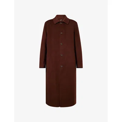 Percival Mens Espresso Double-faced Spread-collar Wool Coat In Brown