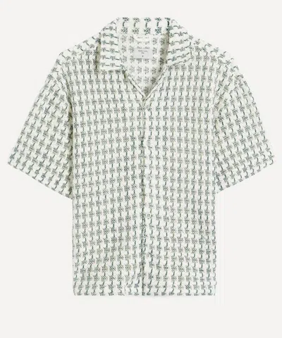 Percival Mens Freddie Crochet Boxy Short Sleeve Shirt In Green
